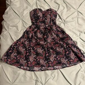 Rue21 Strapless Dress with Paisley Pattern - Black and Pink